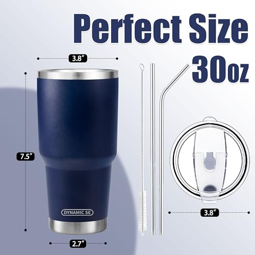 D·S 30 oz Navy Tumbler Double Wall Vacuum Insulated Travel Coffee Mug | Double Wall Vacuum Suit Cold and Hot Drink Fits in standard car cup holders With Splash-Proof Lid - color: Navy