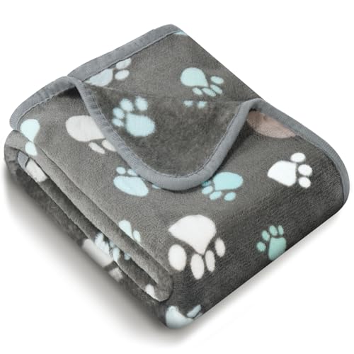Premium Soft Dog Blanket Washable, 40x32 Inch | Flannel Gray Dog Blanket for Small and Medium Dogs and Indoor Cats