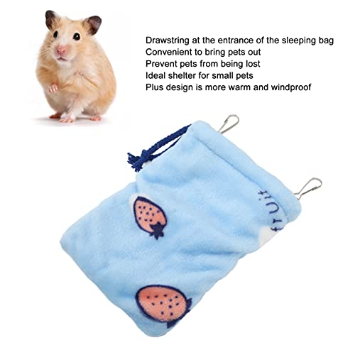 Pssopp Small Pet Hanging Sleeping Bag - Flannel Warm Hamster Hideout Pouch with Drawstring and Hook, Portable Cozy Nest Bed for Sugar Glider, Rat, and Guinea Pig Cage