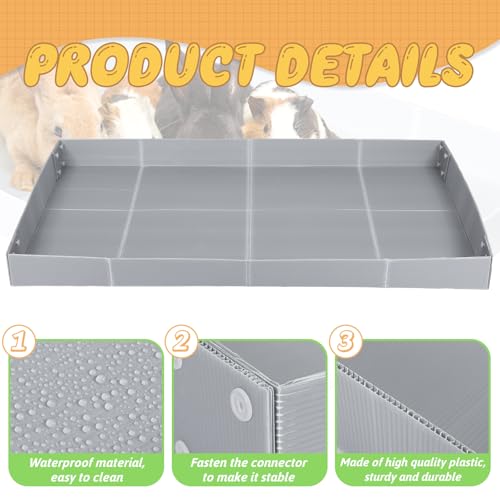 Wenqik 2 Pcs Guinea Pig Cage Liner Corrugated Plastic Cage Liner Base 2 x 4 Panel Size for Small Animals Hedgehogs Rabbits Tray, 55 x 27 Inch (Grey) - color: Grey