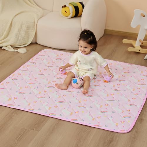 Viviland Baby Play Mats for Floor, Thicken Playmate for Baby and Toddlers Infants, 50" x 50" Playpen Mat, Non-Slip & Machine Washable - Pink Unicorn - color: Pink Unicorn, size: 50" X 50"