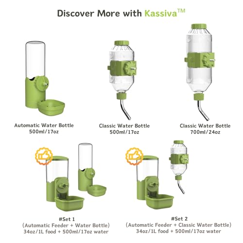 Pet Water Bottle [L17, 17oz] Hanging Dog Water Dispenser Kennel Plastic Drinker Kettle Feeder BPA Free Cage Crate Hutch Puppy Cat Rabbit (Large Rabbits-Cats-Small & Medium Dogs) - size: 17oz (Large Rabbits-Cats-Small & Medium Dogs)