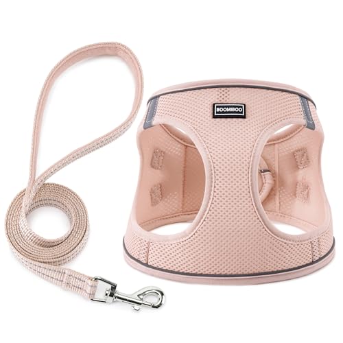 Dog Harness with Leash Set, Step-in Adjustable Puppy Vest, Light Pink XXS | Lightweight Breathable Air Mesh, Night Safety Reflective, No Pull Puppy Vest Harnesses for Small Medium Large Dogs, Cats - color: Light Pink, size: XXS(Chest:10"-12")