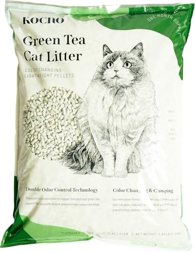 KOCHO Color-Changing Green Tea Cat Litter Pellets with Real Japanese Green Tea, Lightweight, Fast Clumping, Low Dust, Odor Control (8)