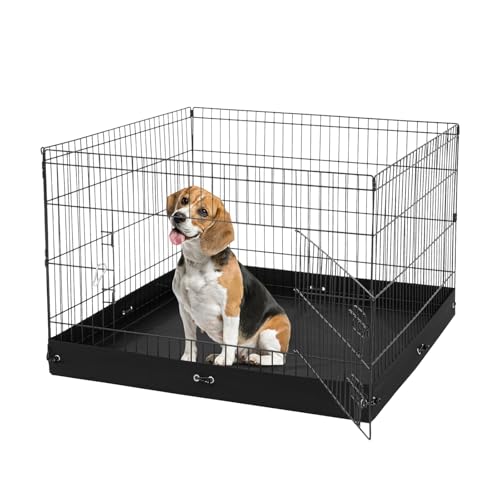 VEVOR Dog Playpen, 4 Pcs 24 x 36 in Panels Foldable Metal Pet Exercise Pen, Dog Fence Indoor and Outdoor Pen with Door and 600D Oxford Fabric Bottom Pad, for Dogs, Cats and Other Small Animals - size: 4 panels 24*36in, style: Playpen + Bottom Pad