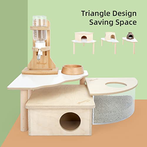 Niteangel Hamster Play Wooden Platform: Triangle - 9" L x 9" W - 6.3" H | Can Maximizes Cage Space & Enriches Pet environment for Dwarf Syrian Hamsters Gerbils Mice Degus or Other Small Pets - color: White, size: Triangle - 9'' L x 9'' W - 5.9'' Height