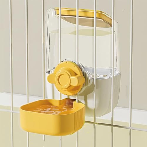 Pet Hanging Automatic Feeders Drinking Bowls，Gravity Rabbit Feeder and Water Set，Cage Cat Food Bowl Feeding Station for Puppy Kitten Chinchilla Hedgehog Guinea Pig (Yellow-Water)