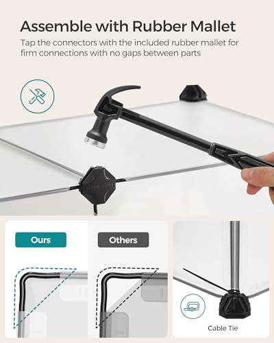 SONGMICS Pet Playpen with Floor, Small Animal Pen, Pet Fence Indoor, DIY Plastic Enclosure for Hamsters, Rabbits, Hedgehogs, Ferrets, 56.3 x 28.7 x 18.1 Inches, White ULPC02W - color: White, style: 20 Panels - 56.3"L x 28.7"W x 18.1"H