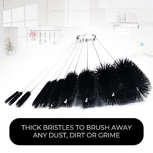 10" Extra Long Tube Cleaning Brush Set - 10 Pack - Blue | Flexible nylon straw brushes for bottles, cleaning straws, pipe cleaners, glass, keyboard, detailing and deep cleaning - color: Blue, size: 10pk - 2mm 3mm 4mm 5mm 6mm 8mm 12mm 16mm 20mm 24mm