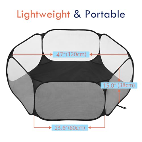 Pawaboo Small Animals Playpen, Black | Waterproof Small Pet Cage Tent, Strong Steel Wire Frame, Portable Outdoor - color: Black
