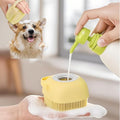 Soft Silicone Pet Brush - Invigorating Massage & Easy Cleaning for Dogs and Cats - Built-In Shower Gel Dispenser for Pampering Grooming Sessions - color: Yellow
