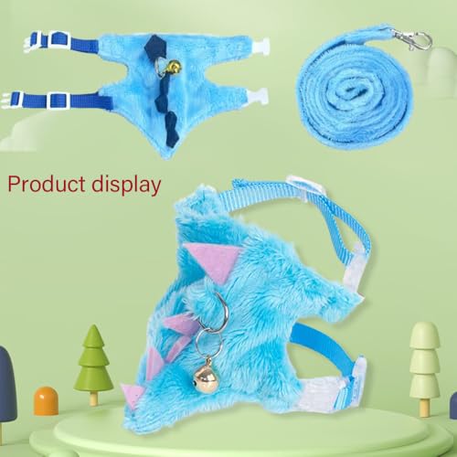 Ferret Harness and Leash Set Small Animals Vest Harness with Safe bell Dinosaur Shaped Walking clothes for Baby Rabbit Guinea pig Teacup Chihuahua Mouse and other small pet.(Blue Dinosaur) - color: Blue Dinosaur