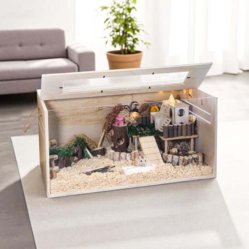 Pine Small Animals Houses&Habitats Chewproof, 32" Pine Guinea Pig Cage Hamster Cage for Small Animals (32" Medium, Normal) - size: 32.0"L x 15.8"W x 15.8"H