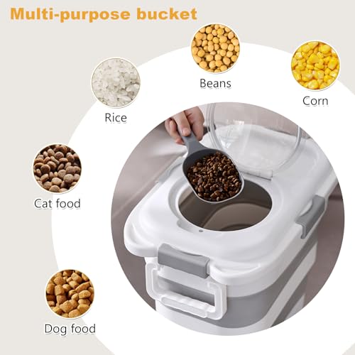 SEWIU 2pack 25 lbs Dog Food Storage Container,Collapsible Dog Food Container with Scoop,Pet/Dog/Cat/Bird Food/Cat litter Storage Containers to Keep Dry,Easy to Move.(Black+white) - color: 2-25LB-black&white