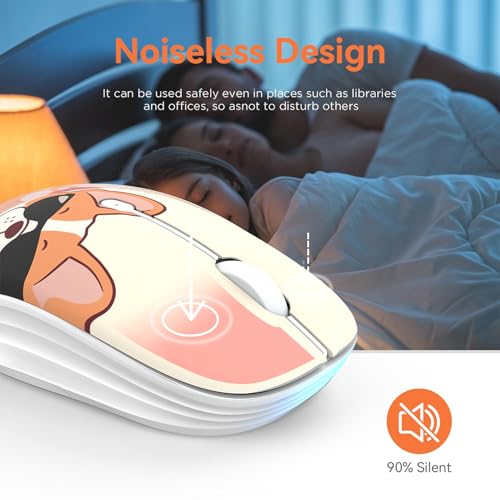 FMOUSE Cute Cartoon Silent Wireless Mouse, Dual Mode Bluetooth & USB 2.4G | Cool French Bulldog, Ideal for Kids & Boys Back to School | AA Battery Powered | Compatible with Laptop Mac iPad Tablet > - color: Cool French Bulldog