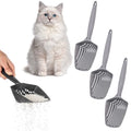 Set of 3 Cat Litter Scoop with Small Holes, Deep Sifting Shovel for Fine Litter, Reptile Terrarium Sand & Rabbit Pooper Lifter, Hanging Handle Poop Scooper (Gray, Set of 3) - color: Gray, size: Set of 3