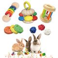 QWR 9PCS Wooden Bunny Toys,Safe Rabbit & Guinea Pigs Teeth Grinding Toy for Chinchillas, Hamsters & Small Animals - Indoor & Outdoor - size: 9PCS
