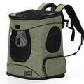 Petsfit Dog and Cat Backpack Carrier, Padded Waist Support, Up to 18 lb | 13.5 x 12.5 x 17.5 in; reinforced frame, 600D Oxford, 4 mesh panels, lockable zippers, safety tether and washable mat. - color: AGreen