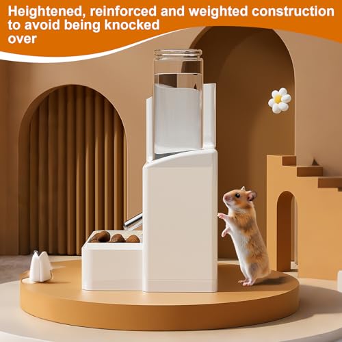 3-in-1 Hamster Feeder, 125ml Water Bottle & Feeding Bowl, White | 3-in-1 Multifunctional Small Animal Dispenser, Stable Feeding Set, Ideal for Hamsters, Mice, Rats, Gerbils & Small Rodents