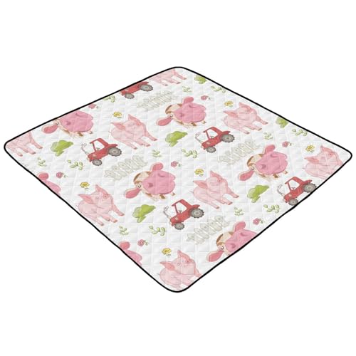 Baby Play Mat Cute Farm Cow Pig and Tractor 50 x 50 Playpen Mat Baby Play Mats for Floor Play Gym Crawling Mat Non-Slip Cushioned Baby Playmat for Infants, Babies, Toddlers - color: multi 6