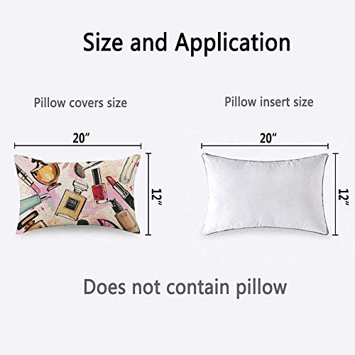 HOSNYE Cosmetics and Perfumes Throw Pillow Cover Women's Fashion Party Linen Fabric for Couch Bed Sofa Car Waist Cushion Cover 12 x 20 inch Pillow Case - color: Throwpillowcoversa140, size: 20" x 12" (Pack of 1)