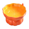 Cute Pumpkin Shaped Raised Ceramic Cat Water Bowl, 9 oz | Whisker Friendly, Anti Vomiting, Elevated Design, Indoor Cats - color: Orange