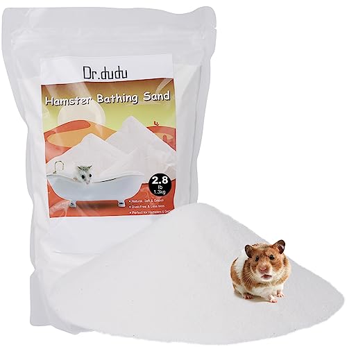 DR.DUDU 2.8lb Hamster Sand for Sand Bath, Hamster Cage Accessories(White) | Dust Free Desert Sand for Gerbil Chinchillas Syrian Mice Small Animals - color: White, size: 2.8lb
