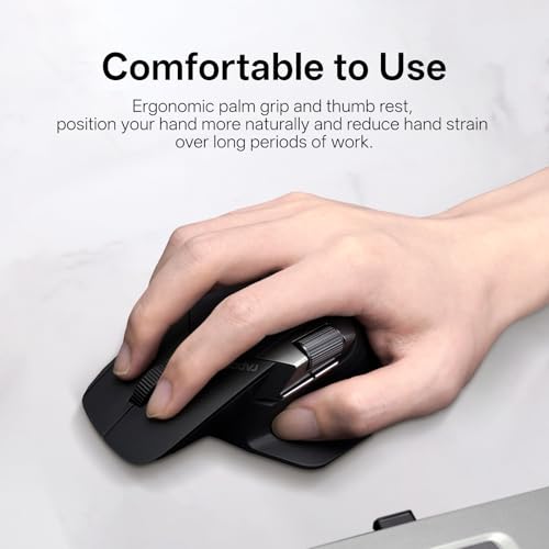 Rapoo MT760 PRO Wireless Mouse, NearLink + Bluetooth 5.0 Multi-Device, 12K DPI, 2K Polling, Ergo for Work & Gaming, 11 Programmable Buttons, On-Board Memory, Quiet Clicks, USB-C, 120 Days Battery Life - color: Matte Black, size: PRO Ver.