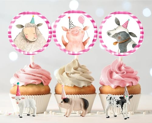 Divwa 10 Pcs Baby Plastic Farm Animal Toy Figure Set for Toddler Kid 3-5 5-7 Cow Horse Goat Sheep Pig Donkey Goose Dog
