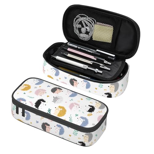 Yrebyou Hedgehog Pencil Case Big Storage Pencil Pouch Multi-Functional Pen Bag Cute Lightweight Organizer for Aldult Office College - color: White