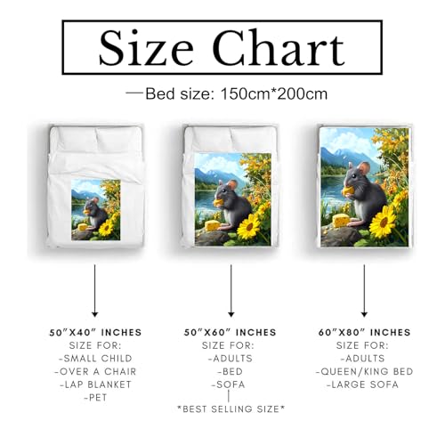 Funny Rat Blanket Soft Cozy Flannel Throw Blanket for Men Women Adults Kids - Warm Yet Lightweight Blankets for Travel, Bed, Couch, Fuzzy Outdoor Comfort Wrap 50"×40" - color: Rat, size: 50x40 Inch