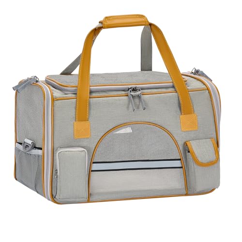 Pesen Soft Cat Carrier, 18 x 11 x 11 Inches, Holds Pets Up to 16 lbs | Anti-Collapse Pet Travel Carrier with Multiple Storage Pockets for Medium Cats, Puppies, Rabbits and Other Small Animals