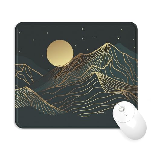 Mouse Pad with Stitched Edge, Multiple Patterns Computer Mouse Pads with Non-Slip Rubber Base, Washable Cloth Mousepad, for Gaming, Laptop, PC (Lunar Peaks) - color: 30Lunar Peaks