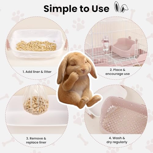 Rabbit Litter Box, Bunny Litter Box, Removable Top and Base, Pink | Removable Top and Bottom, Easy to Assemble and Clean, Suitable for Adult Rabbits, Guinea Pigs and Other Small Pets - color: Pink, size: 14" × 9.5" × 6"