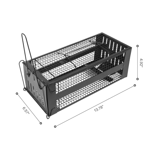 SZHLUX 2-Pack Rat Trap,Mouse Traps Work for Indoor and Outdoor,Small Rodent Animal-Mice Voles Hamsters Cage,Catch and Release(Black)
