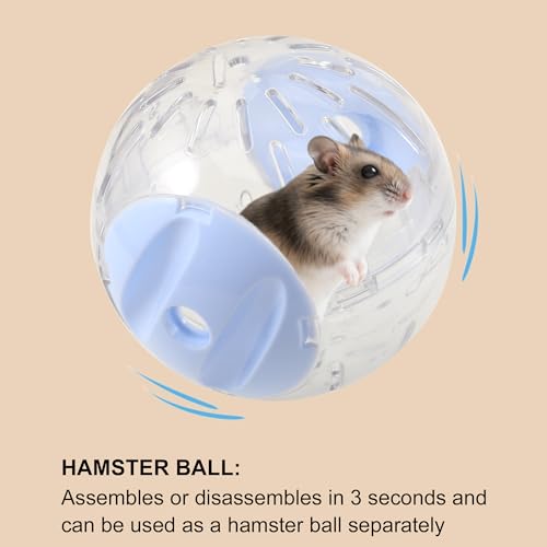 3-in-1 Hamster Ball 4.8 Inch Detachable Hamster Wheel Racing Car Toy