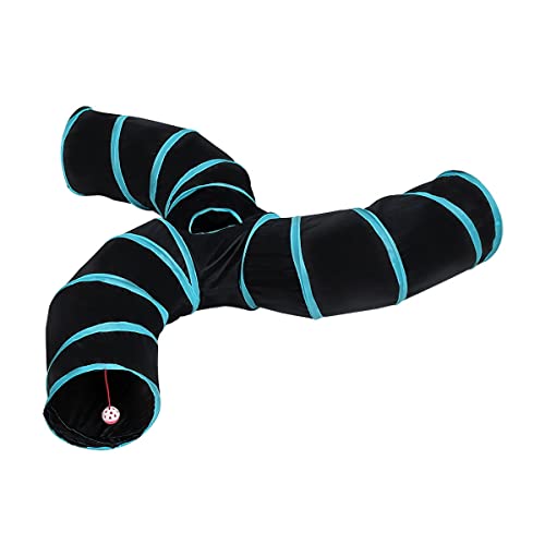 Cat Tunnels, Pet Ferret Rabbit Bunny Tunnels Tubes Subway Habitats, S-Style, DIY Cat Peekaboo Maze House Tent Bed, Kitten Interactive Toy (S Type: 3 Way Tubes) - size: S Type: 3 Way Tubes