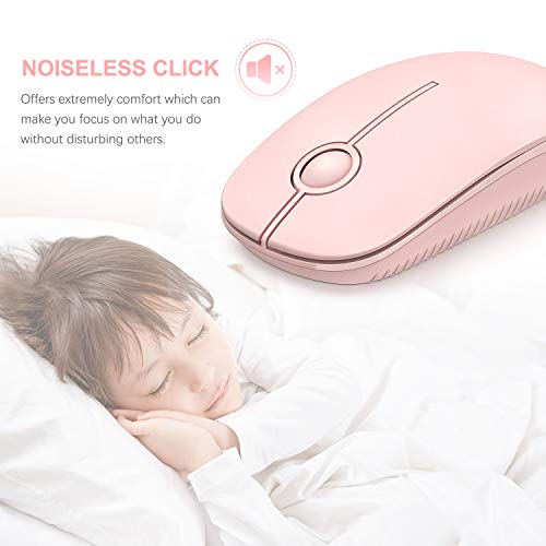 VssoPlor Wireless Mouse, 2.4G Slim Computer Laptop Mouse, Pure Pink | Portable Mouse, Plug & Play USB Nano Receiver, Quiet Silent Optical Mice for Notebook, PC, Laptop, Computer, Windows, Mac - color: Pink