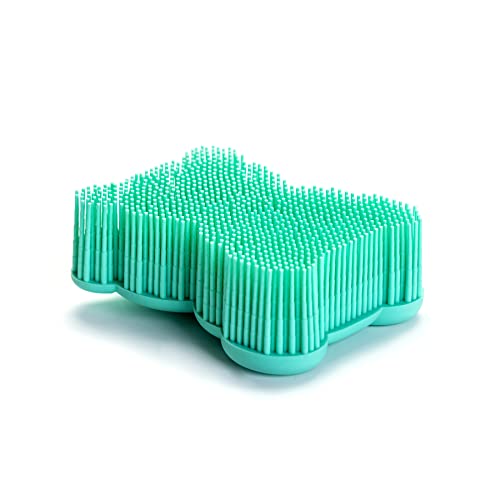 Premium Sensory Brush for Kids or Autism,Soft Silicone Body Scrubber,2 in 1 Sensory Room Occupational Therapy Fidget Brushes,Silicone Loofah,Pet Shower Brushes Bath Shampoo Brush(Bear-Teal) - color: Bear-teal