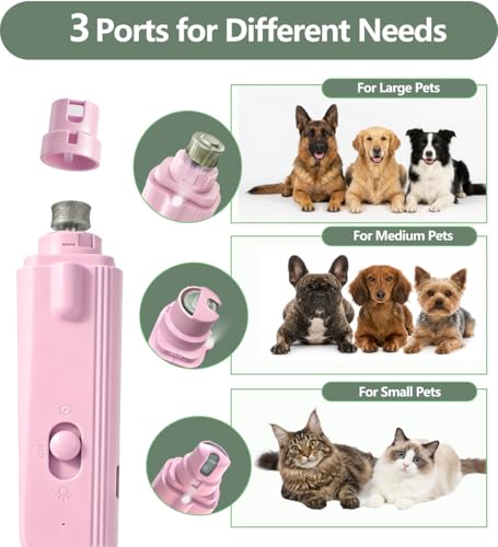 2-in-1 Dog Nail Grinder & Clippers with Dual LED Lights, Electric Pet Nail Trimmer with Safety Guard, USB-C Rechargeable Grooming Tool for Cats and Dogs of All Sizes Pink - color: pink