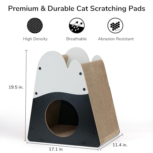 FUKUMARU Cardboard Cat Scratcher, 19.5 Inch Cat Scratching House Indoor | Mountain Shape Vertical Cat Scratcher, Durable Cat Scrathing Pad Board, Kitten Scratching Post for Large Cat, Safe & Secure