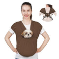 Supet Dog Sling Carrier for Small Pet, Adjustable Hands Free Front Backpack | Reduces Back & Neck Pain, Anti-Anxiety Chest Pouch, Soft Breathable Fabric, Fit Small Dogs, Cats, Puppy, Brown Plus 7-15Lbs - color: Brown, size: Plus
