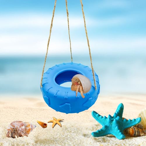 Colours Hermit Crab Tire Swing,Suction Cup Hook Climbing Toy,Hermit Crab Terrarium Accessories - A Must-Have for Any Reptile Amphibian Small Aquatic Animals Lover(Blue) - color: Blue