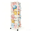 Stuffed Animal Zoo Storage with Lockable Wheels, White | Sturdy Solid Wood Toy Organizer, Large Capacity Plush Toy Cage, Space-Saving for Toddler/Playrooms/Bedrooms - color: White