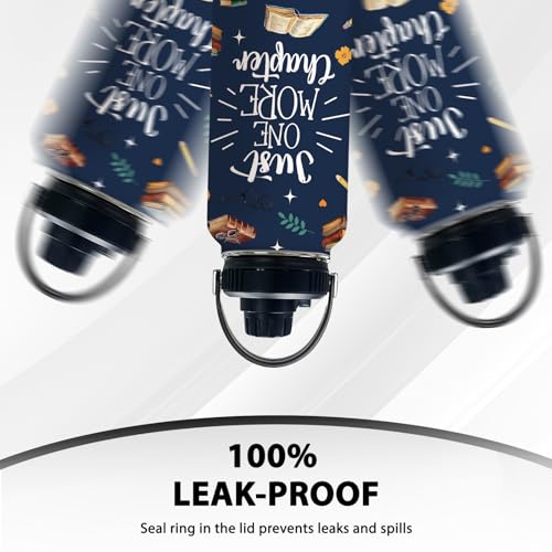 Book 32oz Water Bottle, with Handle Lid Bottle,Sport Insulated Cup | 32oz Stainless Steel Tumbler, Leak-proof Mug, Thanksgiving Christmas Birthday Gift for Book Lovers - color: Rain bow