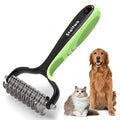 Staltwo Deshedding Dog Brush, Deshedding Undercoat Rake for Dog&Cat | Green Extra-Wide Double-Sided Pet Grooming tool | Shedding Control for Long/Medium-Haired Dogs and Cats, Knot Removal - color: Green