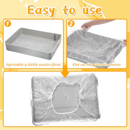 60 Pcs Disposable Plastic Cage Liners 27x19 inch Clear Bunny Litter Box Liners Elastic Small Animals Toilet Film Cover Bags for Hamster Ferret Hedgehog Guinea Pig