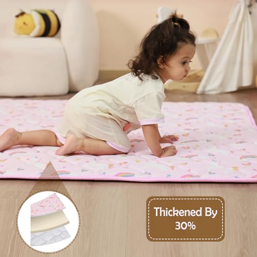 Viviland Baby Play Mats for Floor, Thicken Playmate for Baby and Toddlers Infants, 50" x 50" Playpen Mat, Non-Slip & Machine Washable - Pink Unicorn - color: Pink Unicorn, size: 50" X 50"