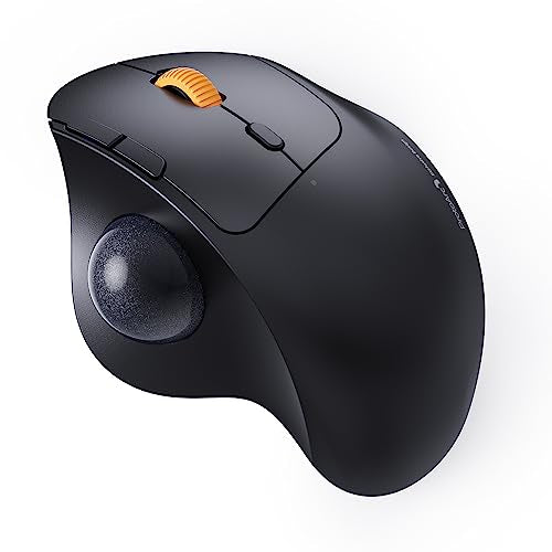 ProtoArc EM04 Wireless Trackball Mouse, Bluetooth Trackball Mouse | Thumb-control design reduces wrist fatigue, connect 3 devices via Bluetooth/2.4G USB-A, 500mAh rechargeable battery