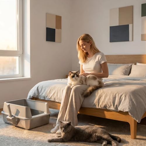2PACK XL Stainless Steel Litter Box with Lid, Extra Large Cat Litter Boxes | High Sided, Never Absorbs Odors, Leak-Proof, Stain-Free, Scoop and Mat Included - size: 2 pack-XL(23" x 14.6" x 10")